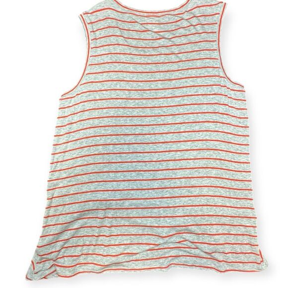 CABI Women’s Heather Gray and Orange Striped Ruffle Peplum Tank Top Size Medium - Picture 4 of 7
